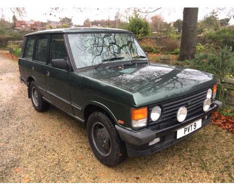 A 1993 Range Rover Vogue SE four door classic, registration number PVT 9, Ardennes green.  Contained in the history file are 