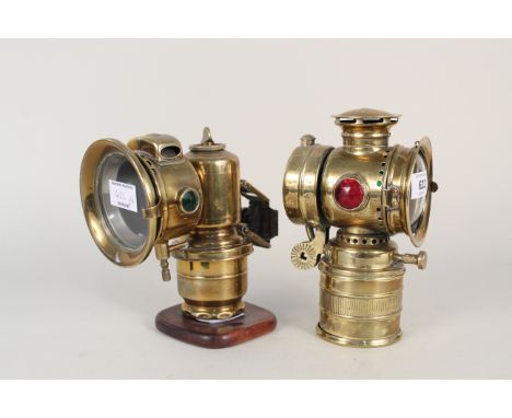 Two vintage brass bicycle lamps, Lucas 'Calcia Club' and 'Vitaphare'