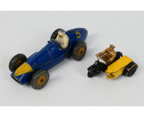 Dinky - 2 x unboxed rare models, Ferrari racing car with yellow triangle nose and yellow plastic hubs # 234 and a Dutch ANWB 