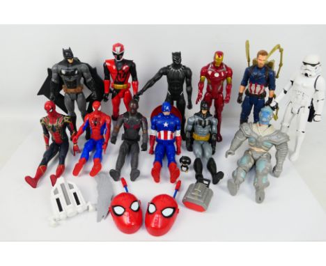 Hasbro - Kenner - Marvel - A group of 12 x large action figures including Batman, Deadpool, Spider-man, Captain America, Mr F