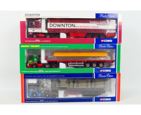 Corgi - A trio of boxed 1:50 scale Limited Edition diecast trucks from Corgi. Lot consists of Corgi CC13211 DAF XF Space Cab 