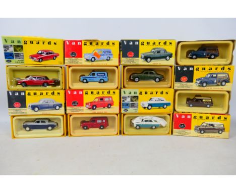 Vanguards - Eight boxed 1:43 scale diecast model vehicles from Vanguards. Lot includes VA19004 Rover P4 (blue/grey); VA08204 