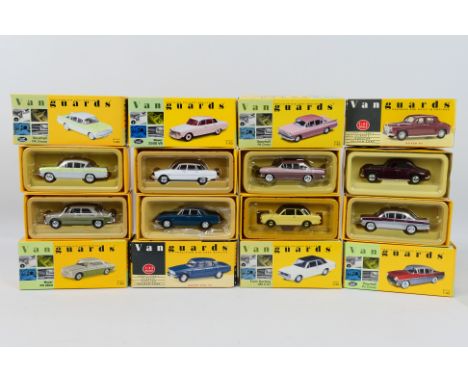 Vanguards - Eight boxed 1:43 scale diecast model vehicles from Vanguards. Lot includes VA06400 Vauxhall PA Cresta (dusk rose 