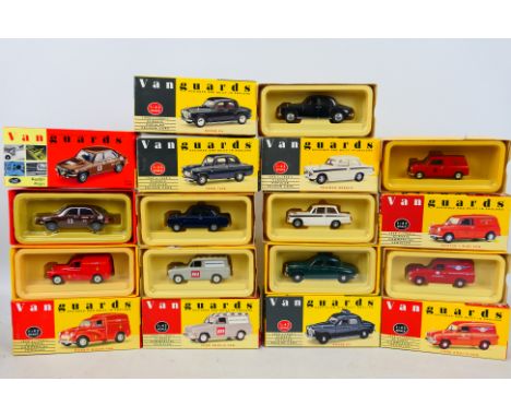 Vanguards - A group of nine boxed 1:43 scale diecast model vehicles from Vanguards. Lot includes VA19006 Rover P4 'Cheshire P