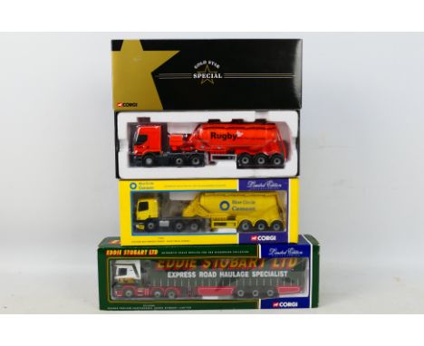 Corgi - A trio of boxed 1:50 scale Limited Edition diecast trucks from Corgi. Lot consists of Corgi CC12901 Scania Topline Cu