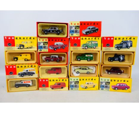 Vanguards - A boxed collection of nine 1:43 scale diecast model vehicles from Vanguards. Lot includes VA01911 Rover P4 'Round