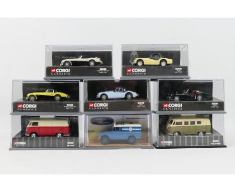 Corgi Classics - A boxed collection of eight Corgi Classics diecast 1:43 scale model vehicles. Lot includes Corgi #06801 VW C