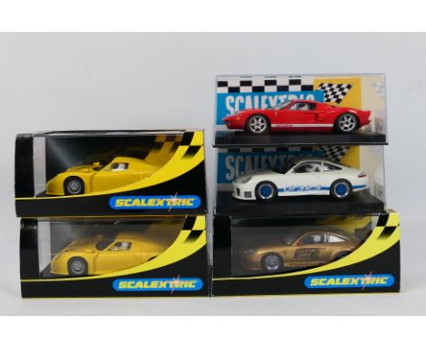 Scalextric - 5 x boxed slot cars, 2 x Porsche GT1 2002 Collectors Club editions # C2449, a 2001 Collector Centre Special 911 