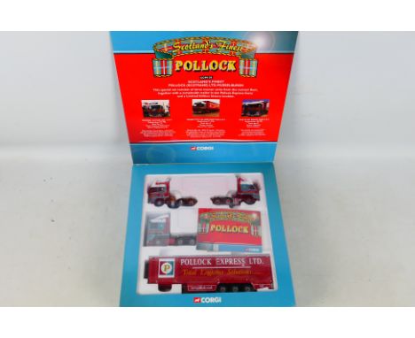 Corgi - A boxed Limited Edition 1:50 scale Corgi CC99130 'Scotland's Finest - Pollock (Scotrans) Ltd' set. The set contains t