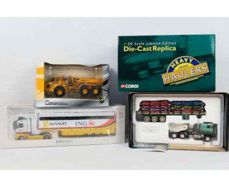 Corgi - Universal Hobbies - Cararama - Three boxed diecast commercial vehicles in 1:50 scale. Lot consists of Corgi 'Heavy Ha