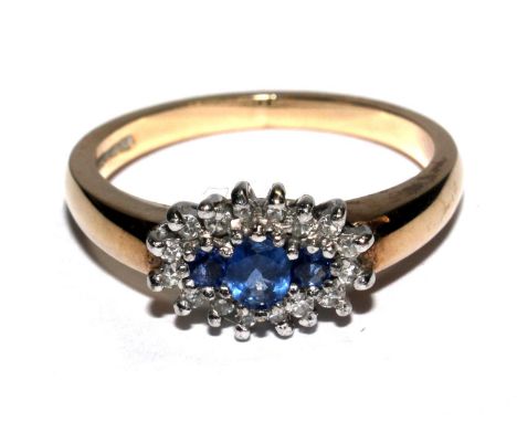 A sapphire and diamond cluster ring 