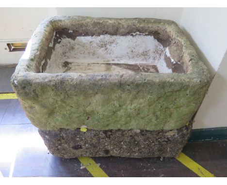 A pair of ceramic kitchen sinks, with rustic finish for garden furnishings, 66 x 51 cm (2) 