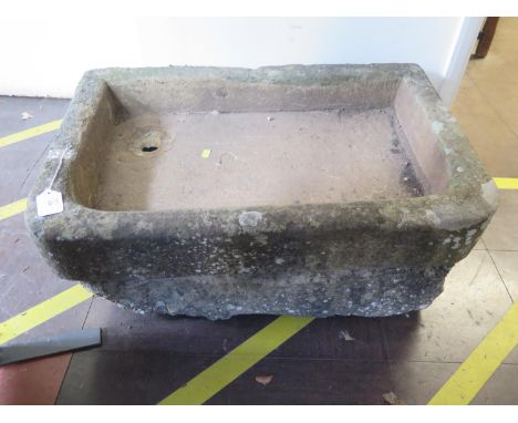 A stone rectangular trough, 76 x 49 cm, and another similar trough (2) 