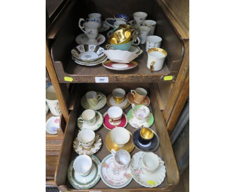 A collection of cabinet cups and saucers, including Royal Copenhagen, Crown Devon, Paragon, Limoges and others 