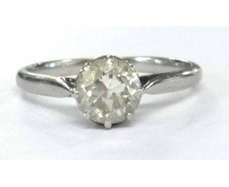 A diamond solitaire ring, approx 0.75 carats, possibly set in platinum, finger size M