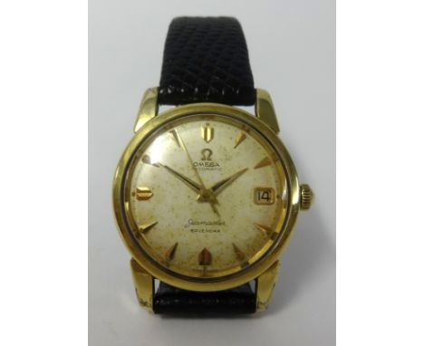 Omega Seamaster, a vintage gents automatic calendar wristwatch, with leather strap.