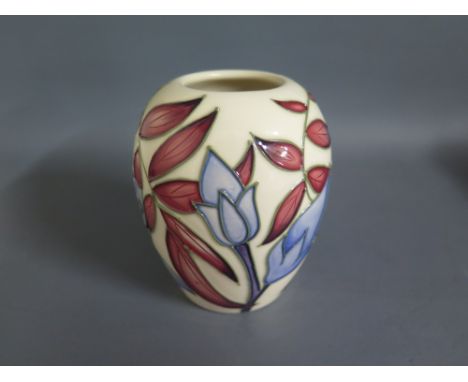A Moorcroft pottery small vase in Jacobs Ladder pattern by Alicia Amison - Moorcroft Collectors Club piece dated 2004 - Heigh