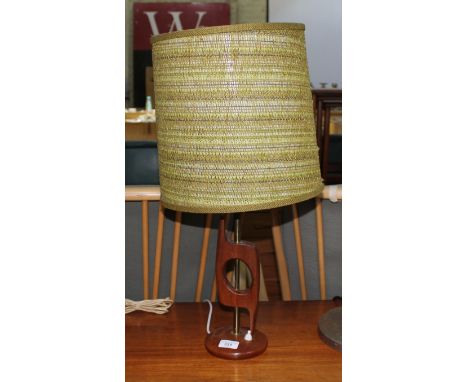 A teak Scandinvian style table lamp, height 62cm.  