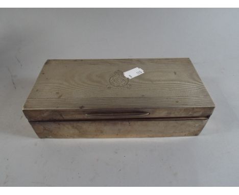 A Silver Cigarette Box The Engine Turned Hinged Lid Inscribed with The Insignia for 85 th Squadron Royal Air Force.
