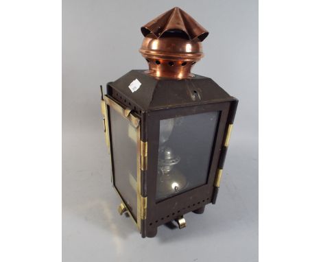A French Railway Light by Gillet and Forest with Brass and Copper Mounts.