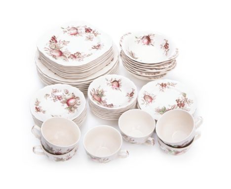 Group of 56 Pieces Johnson Brothers English dishes  . "Harvest Time" pattern Plates: 10in(25.4cm), 8.5in(21.5cm),  6.25in(15.