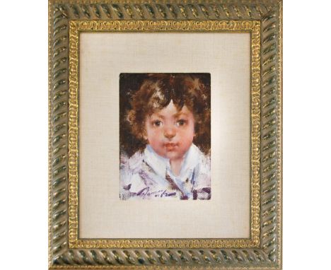Oil on board, signed on the lower left "James  Kelly 61" and on the back "Baby Girl James Kelly  OPA." This painting depicts 