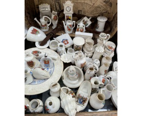 Assorted crested wares, including birds, vases, chair, clock, from Carlton ware, Foley, etc