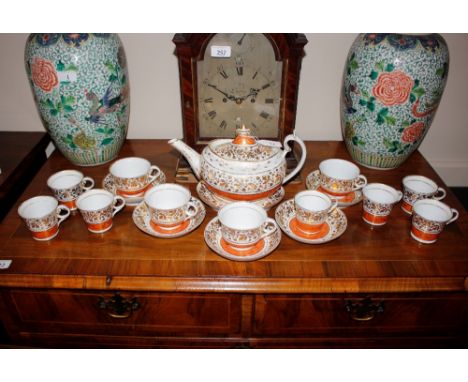 A Chamberlains Worcester part tea service,&nbsp;circa 1810, comprising teapot, tea and coffee cups and saucers