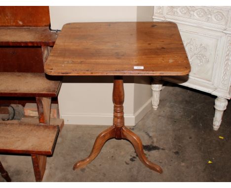 A 19th Century mahogany tilt top occasional table,&nbsp;raised on tripod base, the top 60cm wide