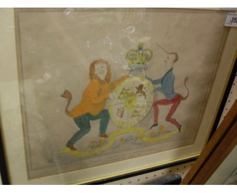AFTER HENRY WILLIAM BUNBURY (1750-1811) "Original design for a King's Arms to be placed over the New Speaker's Chair", black 