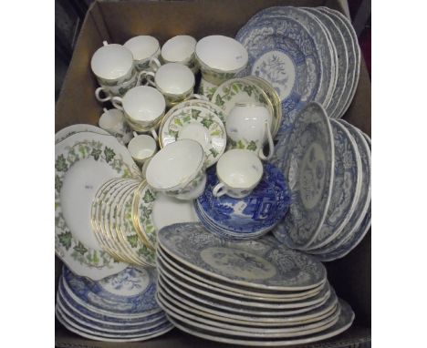 A collection of Copeland and Garrett late Spode floral patterned blue and white transfer decorated dinner wares, together wit