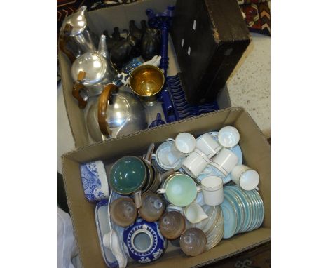 A Royal Worcester gilt-lined part coffee set, together with a Royal Albert "Elfin" part tea set, a Spode Italian butter dish 