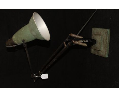 An anglepoise lamp by Herbert Terry & Sons, Redditch England, the metal body painted green