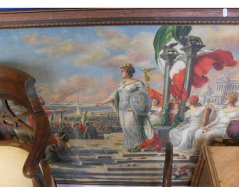 EARLY 20TH CENTURY ENGLISH SCHOOL "Classical figures representing The Great Nations in a Romanesque symbolic study, Italian t
