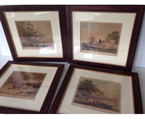 A set of 4 framed &amp; glazed coloured prints of the 4 seasons. 44 x 48cm.