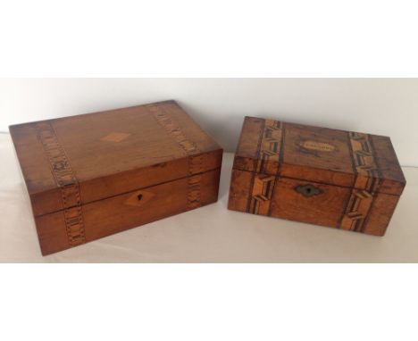A vintage Tunbridge ware Tea Caddy &amp; box.