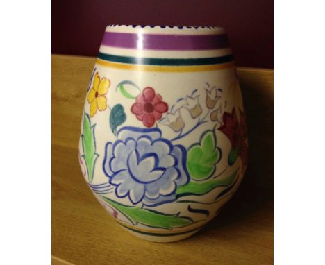 A large Poole Pottery vase - Floral BN pattern. 20.5cm tall.