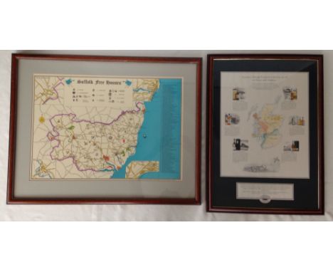 2 framed & glazed breweiana prints - Scottish Whiskies & Suffolk free houses.