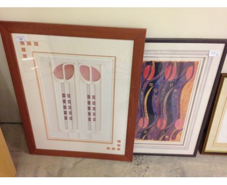 2 Rennie Mackintosh style framed & glazed prints (61 x 48cm & 56 x 40cm).