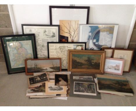 A large quantity of framed & unframed original paintings & prints.