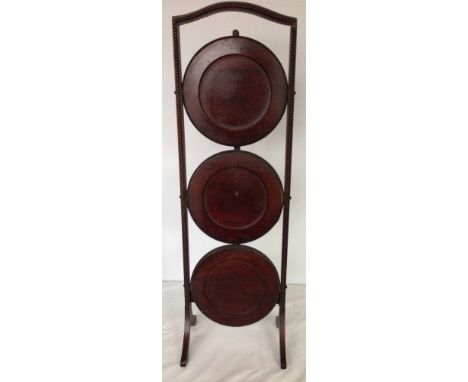 A vintage 3 tier wooden foldaway cake stand.