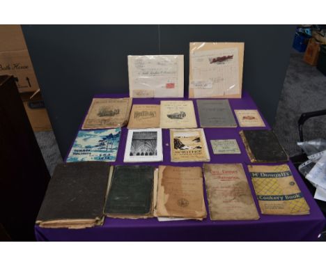 A collection of Ephemera including vintage Cookery Pamphlets, British Travel, Museum Guides and Coal Tradesman Bills, 1905 to
