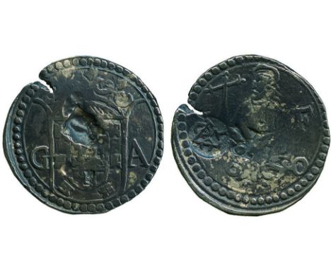 COINS, 錢幣, INDIA – PORTUGUESE, 印度 - 葡屬, Jaffna: Silver 2-Tangas, Goa, 1640, Obv arms and (G)A, Rev standing St Philip, counte