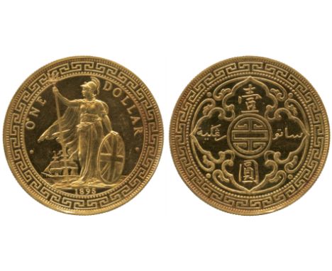 COINS, 錢幣, GREAT BRITAIN, 英國, Trade Coinage: Gold British Trade Dollar 金質英國貿易銀圓, 1895, off metal striking in GOLD, 34.62g (Pr