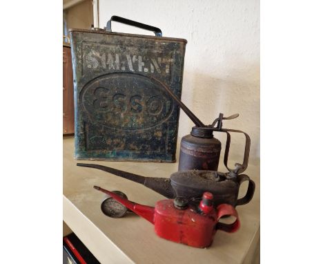 Collection of Vintage Oil Cans inc Esso - Automobilia Interest
