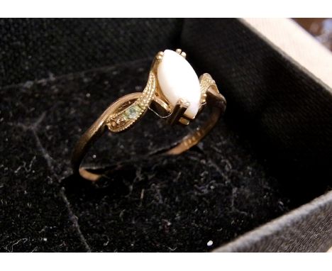 9ct Gold, Opal and Diamond Dress Ring, size U