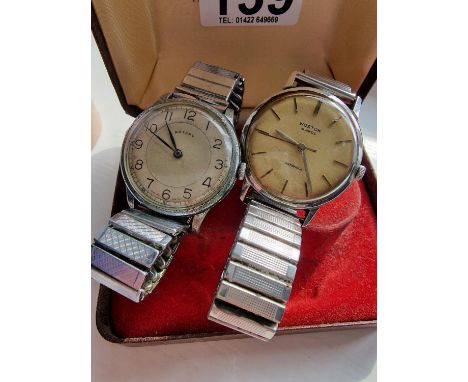 Pair of Vintage 1950's Gents Designer Watches w/flexi straps - one Wostok (working at time of photos) + a Rotary