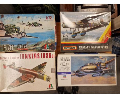 Collection of Four Airplane/Aviation/Bi-Plane Model Kits inc Italerei, Matchbox and Hasagewa