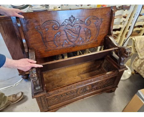 Antique Oak Monks Bench