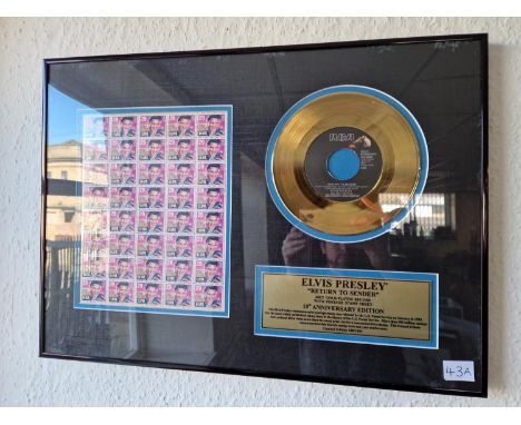 Graceland Retail (USA) Bought Framed Elvis Presley Commemorative 24ct Gold-Plated Single Vinyl Record Disc &amp; American 199